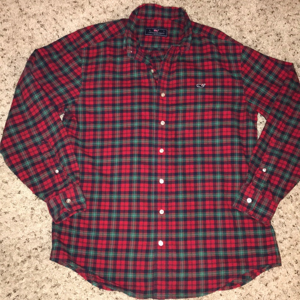 Men’s vineyard vines wool tartan plaid button dwn